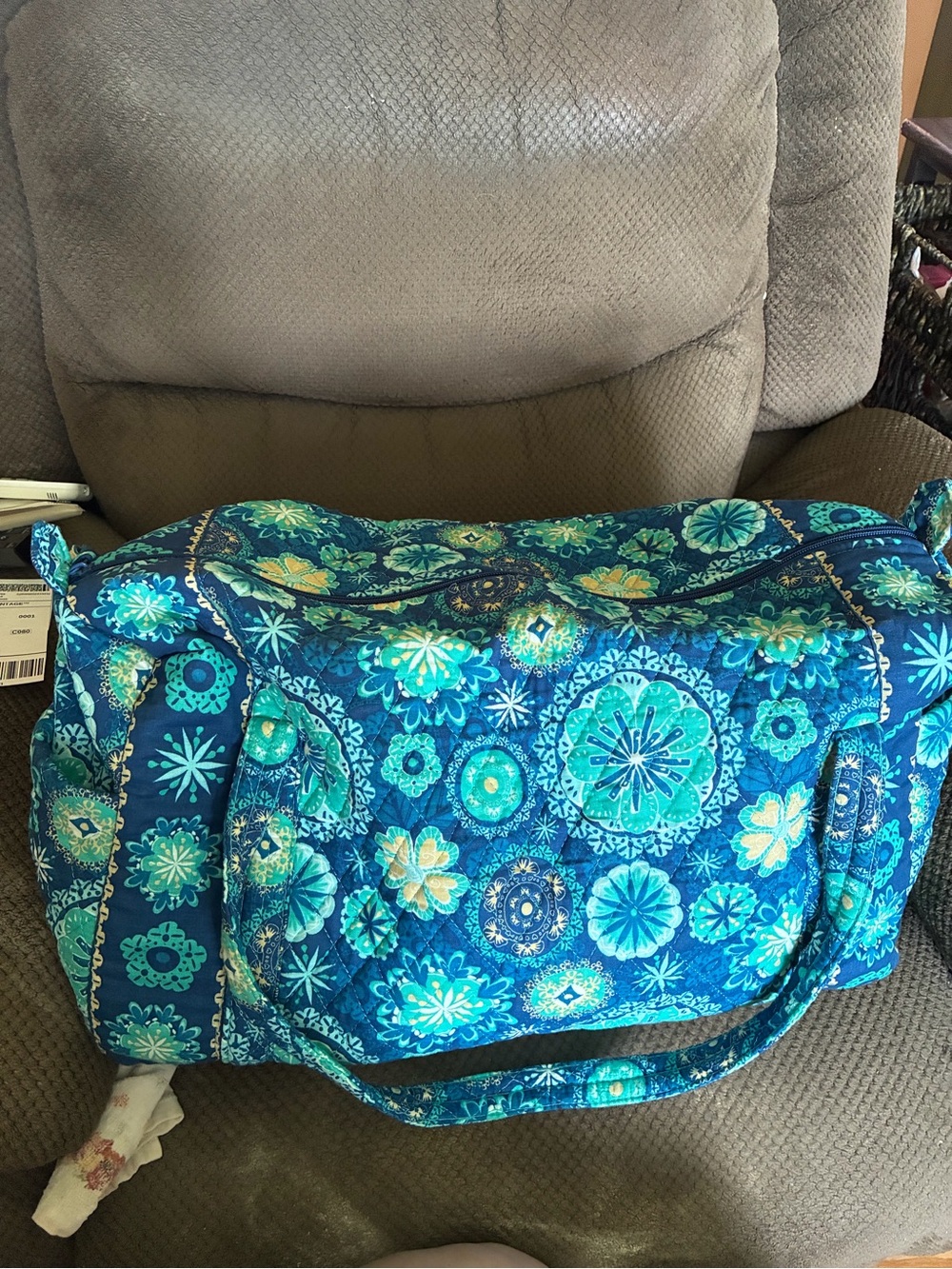 Womens Extra large quilted duffle bag, teal floral duffle bag extra large duffle